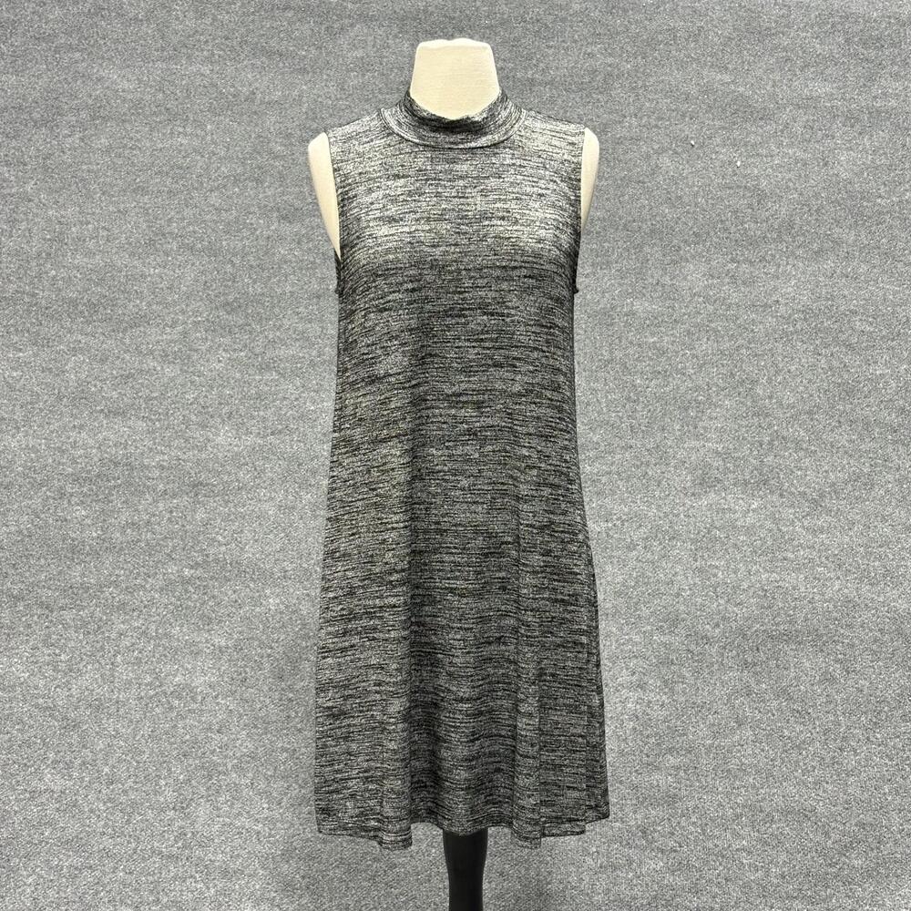 Market & Spruce Dress Womens Large Gray Sleeveless Mock Neck A-Line Knit Casual